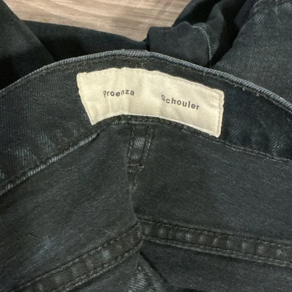 Proenza Schouler Mid Rise Wide Leg Dark Wash Raw Hem Cropped Jeans Women’s 28 M